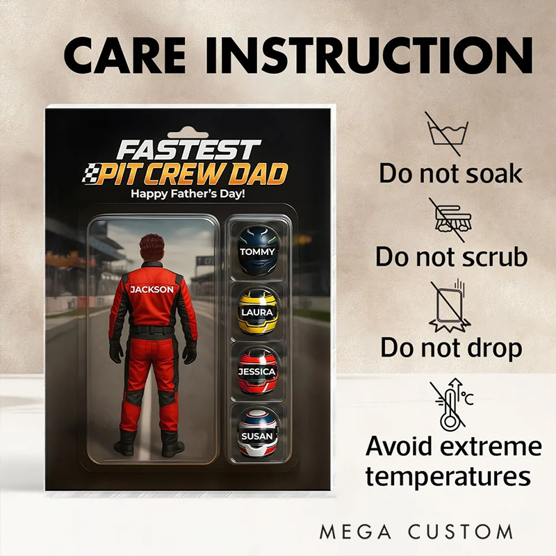 Personalized Fastest Pit Crew Dad With Kids' Names Acrylic Block Plaque Gifts