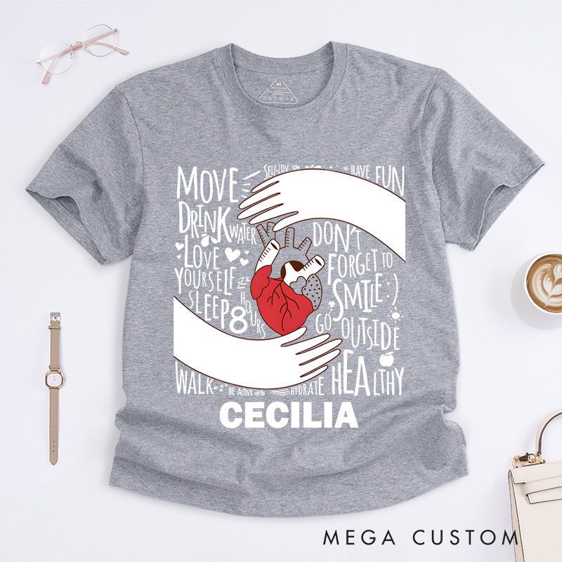 Personalized Nurse T-Shirts Hands Holding a Heart Fashion Design T-Shirts