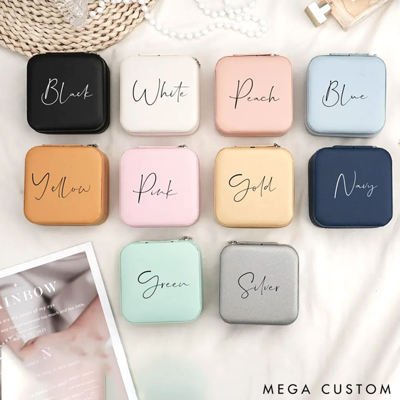 Personalized Leather Jewelry Travel Case with Name Gift for Her