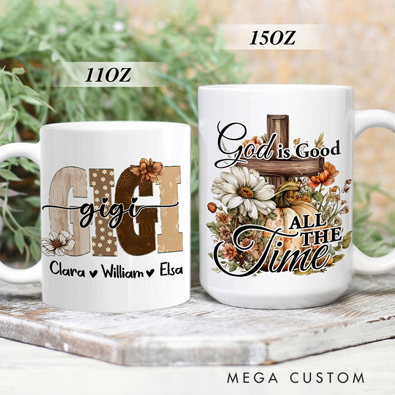 Personalized God is Good all the Time Ceramic Mug with Name Religious Gift Faith Gift for Christians