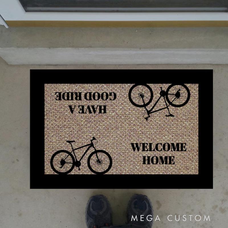 Personalized Welcome Funny Bike Doormats Welcome Mats Bicycle Coir Mats for Cycling Lovers