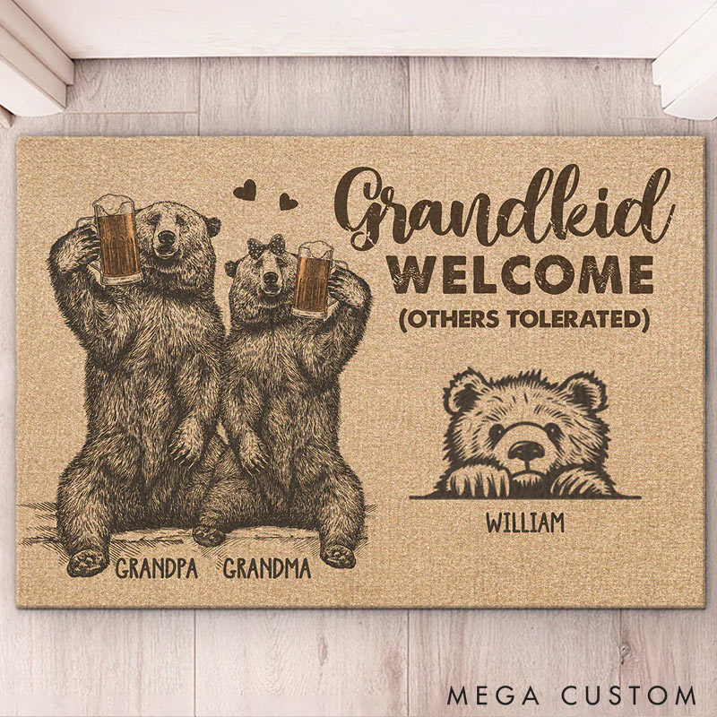 Personalized Grandkids Welcome Doormat Custom Family Name Rug Perfect Housewarming Gift for New Home Fun Entryway Decor Durable Indoor Outdoor Floor Mat
