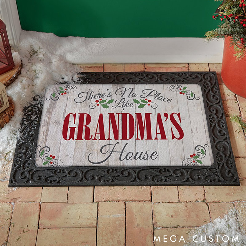 Personalized Grandma's House Doormat Custom Holiday Rug Perfect Christmas Housewarming Gift for New Home Festive Entryway Decor Durable Indoor Outdoor Mat