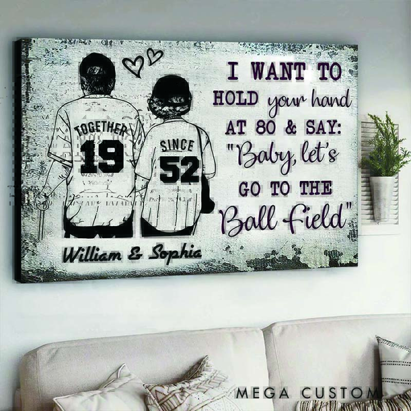 Personalized Baseball Double Canvas and Poster Customizable with Name and Number