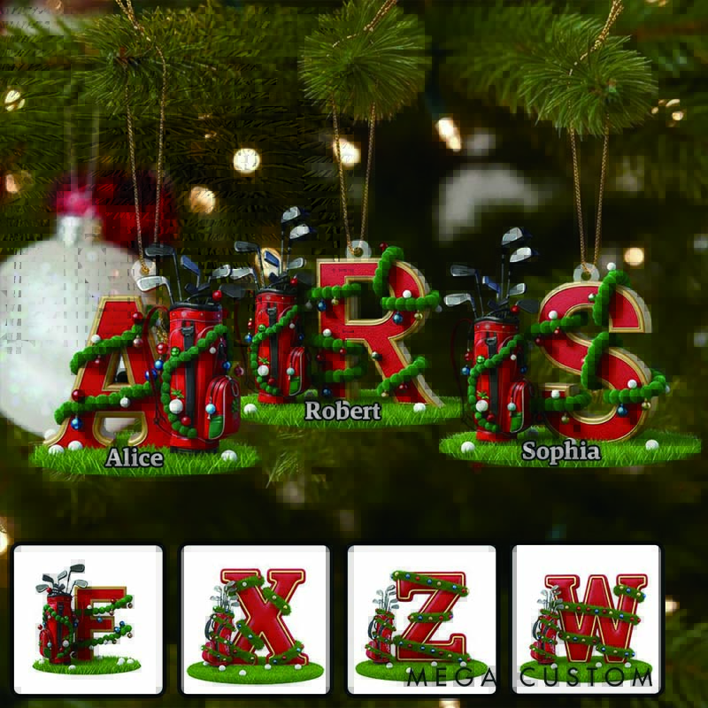 Personalized Golf Acrylic Ornament Initial Christmas Gift Gift for Golf Lovers Customizable with Initials and Name