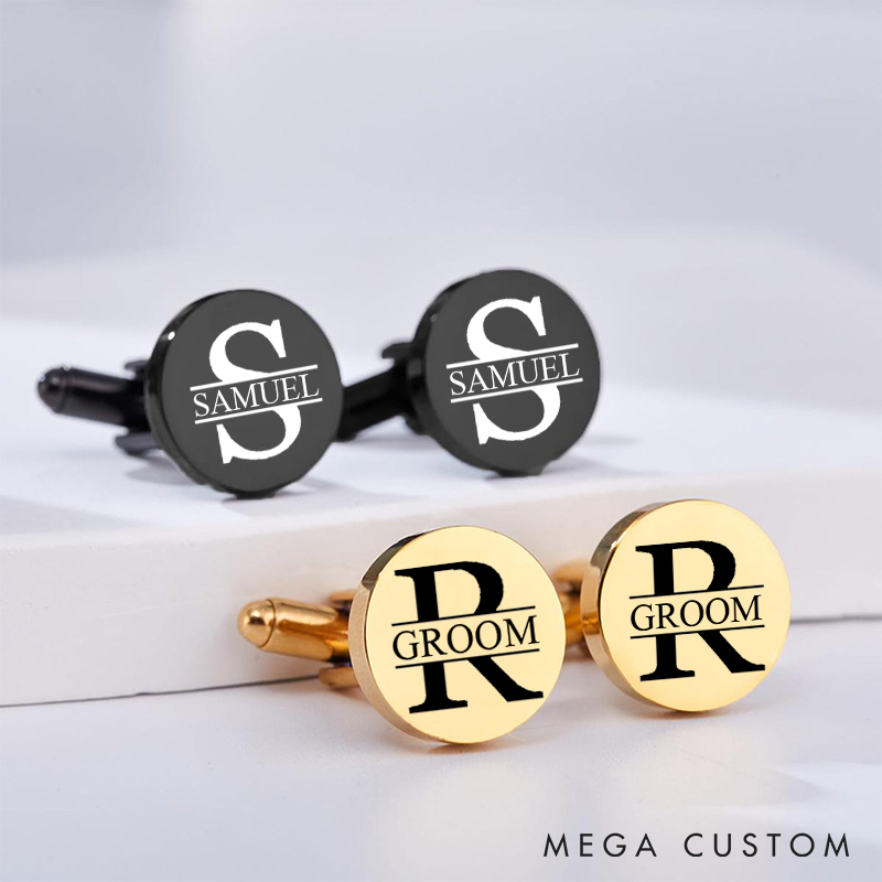 Personalized Engraved Groomsmen Cufflinks Custom Monogrammed Wedding Party Cufflinks Groomsmen Proposal Cufflink for Men Best Man Gift