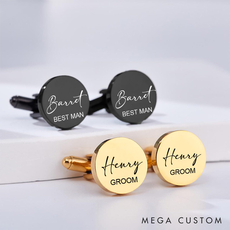 Personalized Engraved Groom Groomsman Cufflinks Elegant Wedding Party Gifts Cufflinks Best Man Gift Stainless Steel Cuff Link for Men