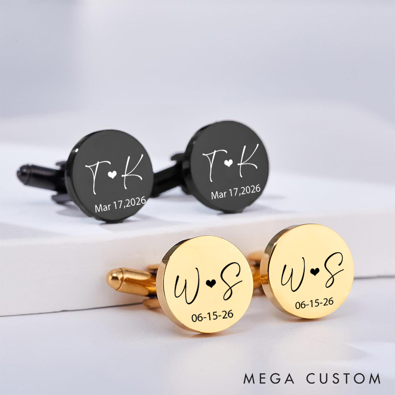 Personalized Engraved Cufflinks Husband Groom Cufflinks Steel Cufflink for Him Wedding Gift Anniversary Gift Cufflinks for Men
