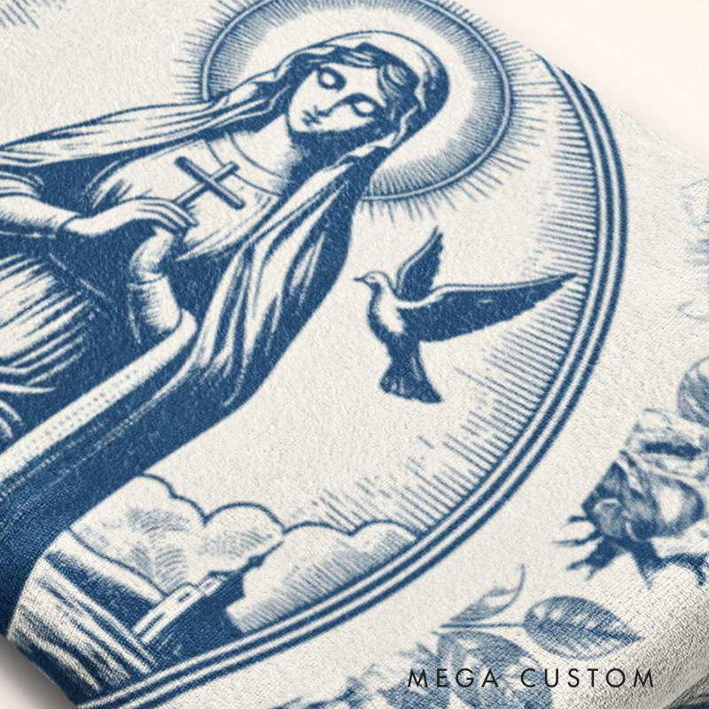 Personalized Virgin Mary Soft Throw Blanket with Name Home Decor Catholic Gift Religious Gift for Women and Girls