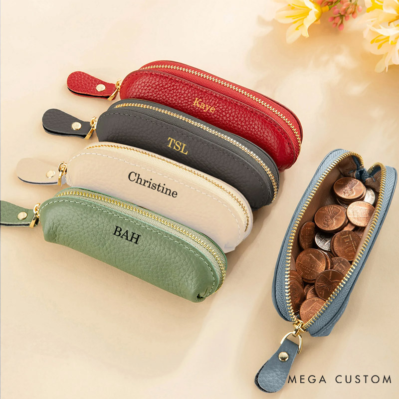 Personalized Multicolor Mini PU Leather Coin Purse Makeup Bag with Name Daily Travel Accessories Birthday Gift for Women