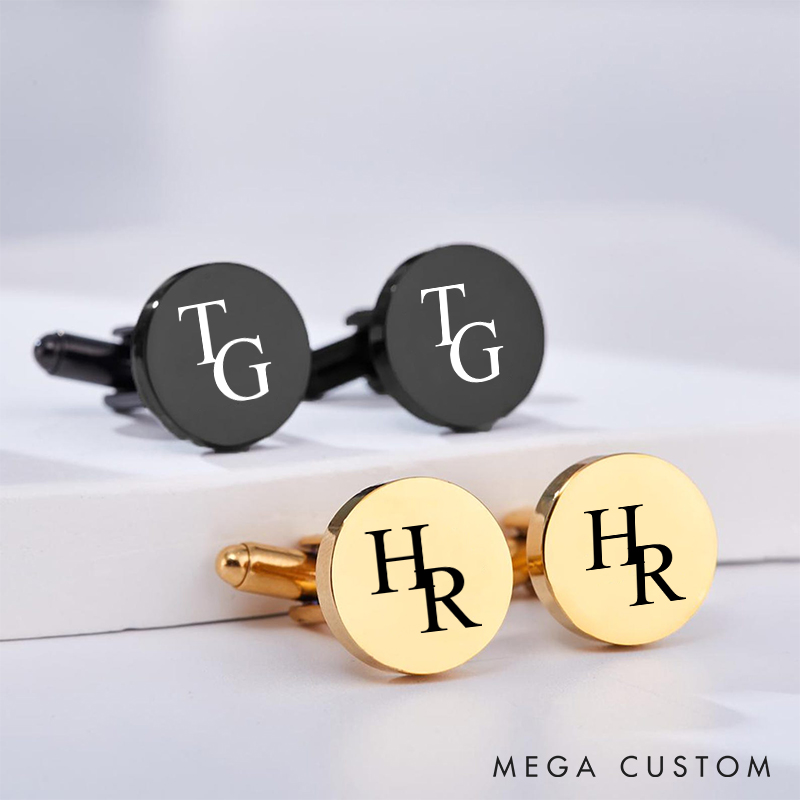 Personalized Minimalist Initial Cufflinks Custom Engraved Cufflinks for Groom Groomsman Bachelor Party Favors Cuff Links