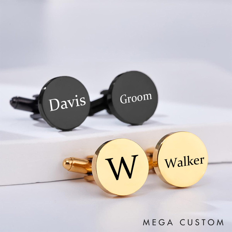 Personalized Engraved Initial and Name Cufflinks  Men's Wedding Accessory Cuff Links Groomsman Proposal Gift Cufflinks Groom Gift