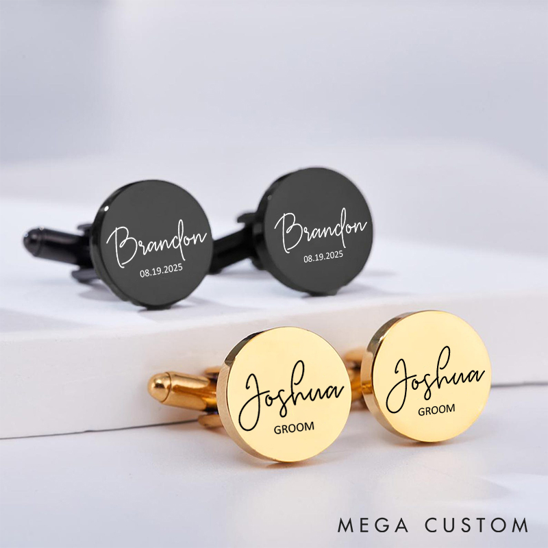 Personalized Engraved Cufflinks Custom Bachelor Party Gifts for Him Groomsmen Groom Gift Cufflinks Best Man Proposal Cufflinks