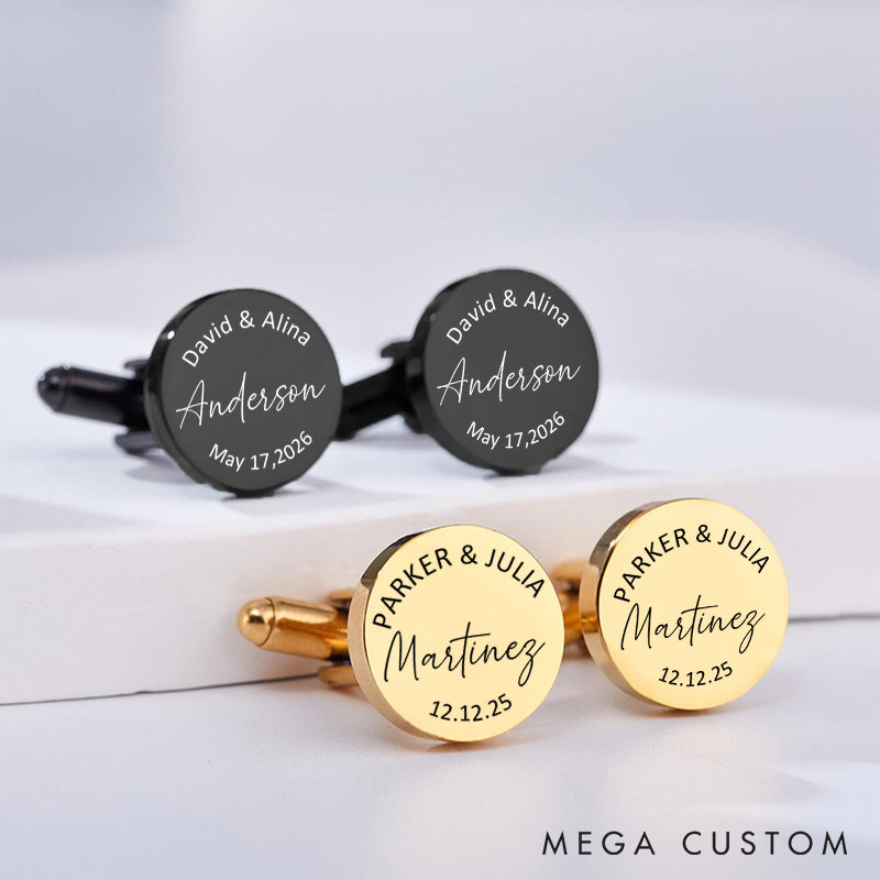 Personalized Wedding Date Cufflinks Groom Wedding Cufflinks Bachelor Favors Cufflink for Husband Groom Proposal Gift Cufflinks