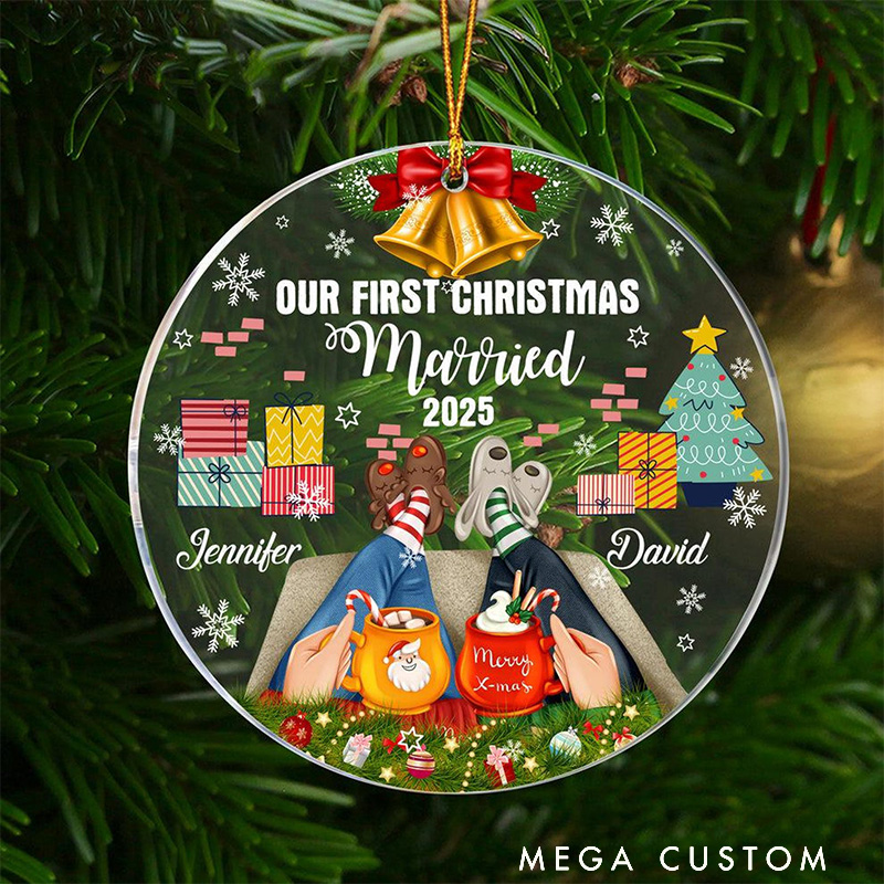 Personalized Our First Christmas Married Couple Ornament Acrylic Christmas Ornament For Newlywed Couple Keepsake