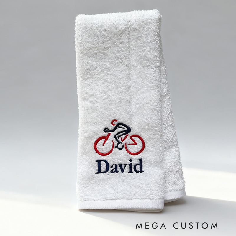 Personalized Embroidered Bicycle Towel Name with Sports Towel Gift for Triathletes Cyclist