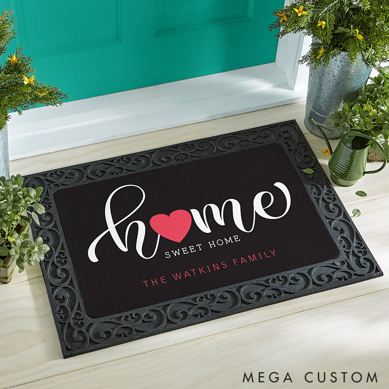 Personalized Welcome Door Mat Custom Family Name Home Sweet Home Indoor Outdoor Decor Housewarming Gift for New Home