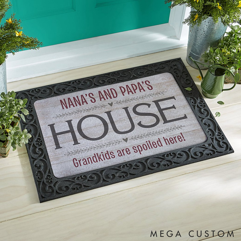 Personalized Grandparents Welcome Door Mat Custom Family Name House Mat Indoor Outdoor Decor Housewarming Gift for New Home