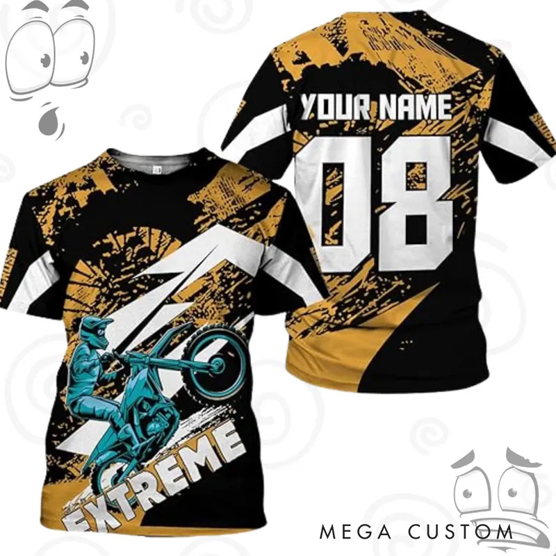 Personalized Extreme Racing Jersey Shirt Custom Name Dirt Bike T-Shirt Motocross Biker Gift Tee for Cycling Lovers