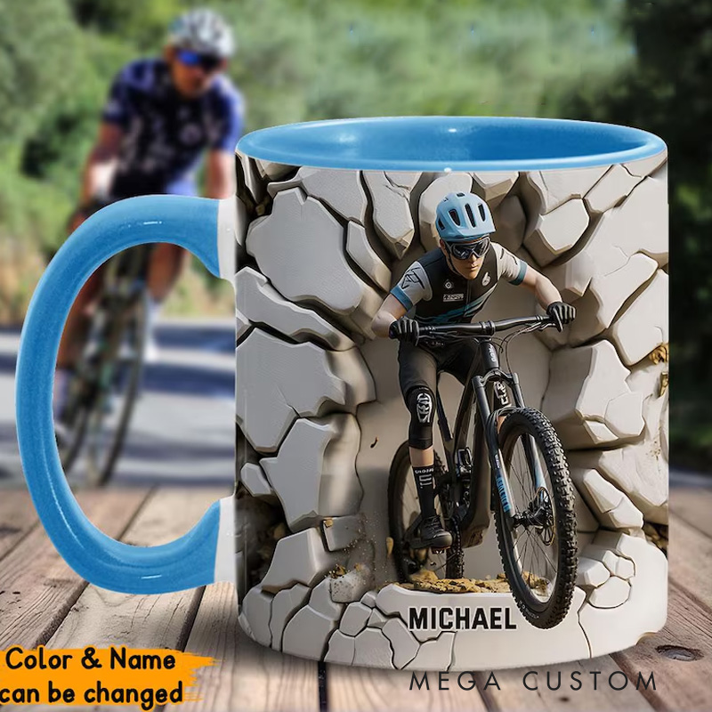Personalized Dirt Bike Accent Mug Biker Accent Mug Bike Racer Coffee Cup Gift for Men for Cycling Lovers
