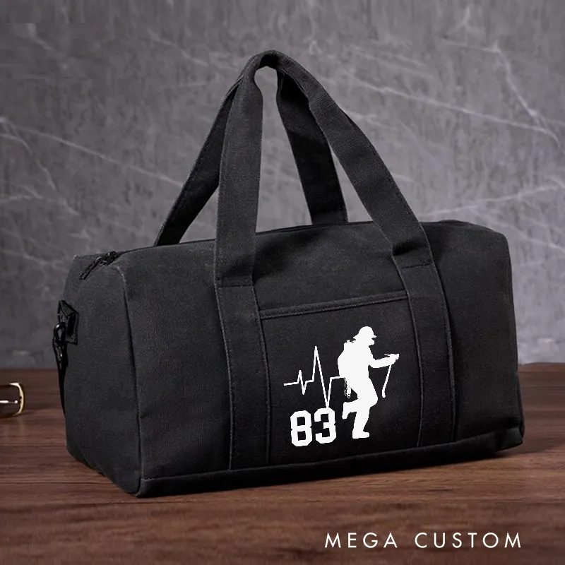 Personalized Firefighter Travel Canvas Bag with Custom Number and Firefighter Design Gift for Firefighter Families
