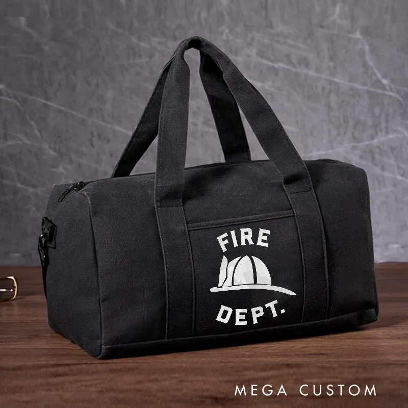 Firefighter Travel Canvas Bag with Fire Department Helmet Design Gift for Firefighters