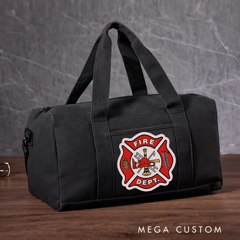 Firefighter Travel Canvas Bag with Classic Maltese Cross Fire Department Design Gift for Firefighters