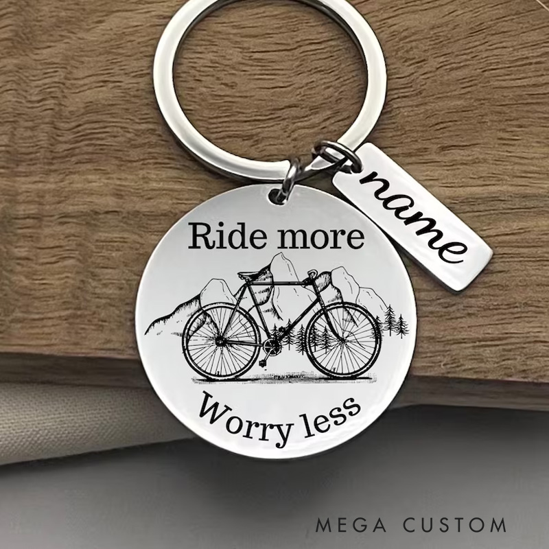 Personalized Adventure Lover Stainless Steel Keychain Gift for Cyclist or Biker Inspirational Keepsake