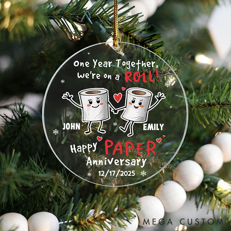 Personalized Couple Paper Anniversary Ornament Custom Couple Celebrating One Year Together Ornament 1st Anniversary Decor for Husband Wife