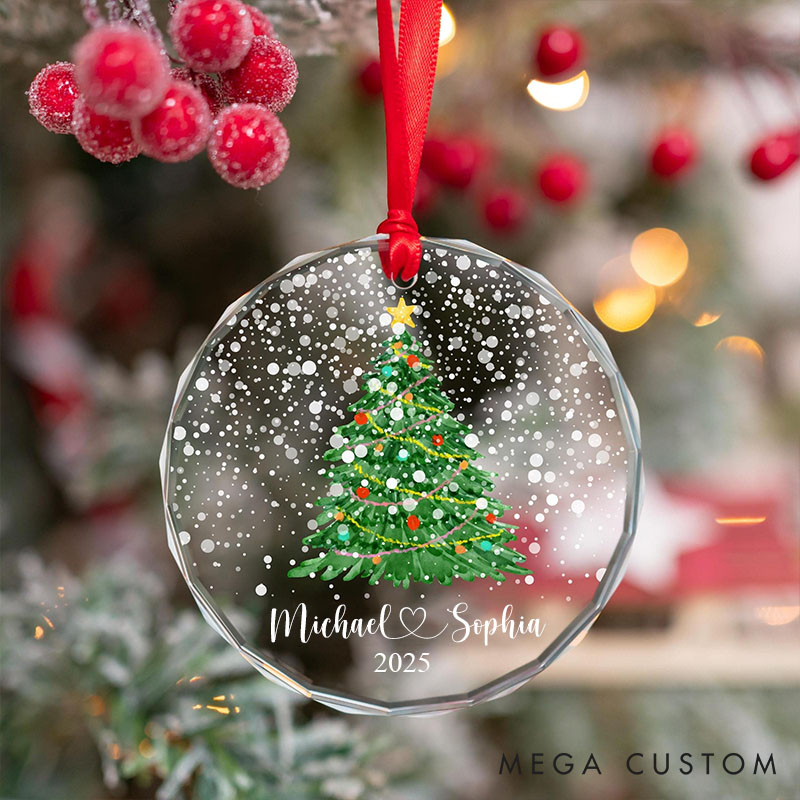 Personalized Couple Name Christmas Ornament Custom Christmas Tree Ornament for Couples Married Engaged Together Ornament New Couples Gift