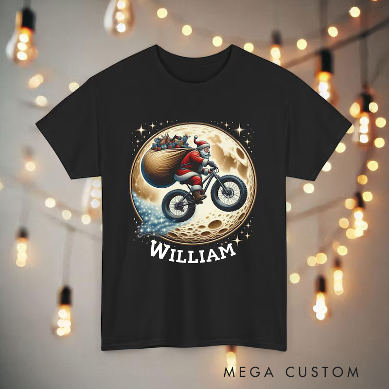 Personalized Speedy Delivery Christmas Santa Biking Tee Bicycle Tshirt Cycling Cyclist