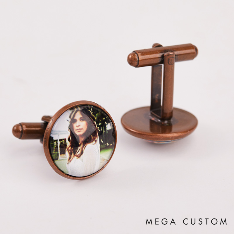 Personalized Photo and Message Cufflinks Custom Groom Groomsmen Wedding Cufflinks Photo Cufflinks for Husband Valentine Gift for Him