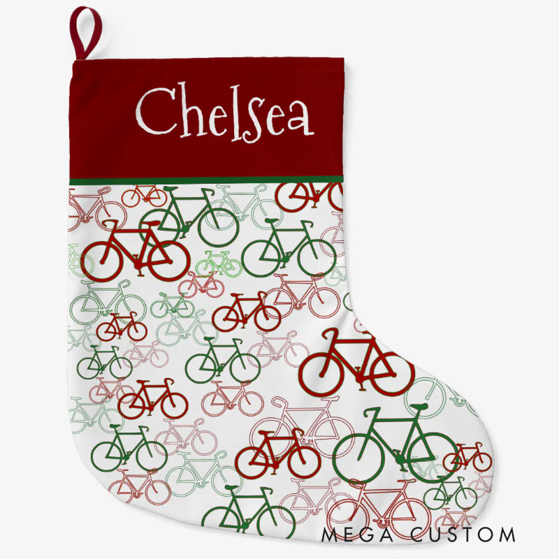Personalized Christmas Stocking Road Bikes for Riding Fans in Cycling Custom Name Christmas Stocking Christmas Gift for Cycling Bike Lover