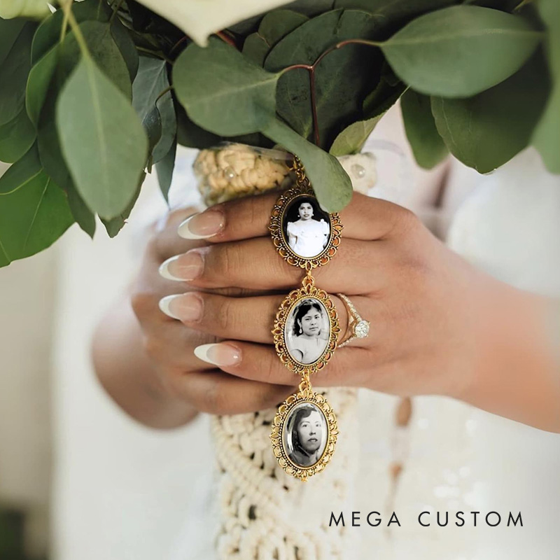 Personalized Wedding Bride Bouquet Photo Charm Custom Wedding Charm for Bride from Mother Father Grandparents Bridal Shower Party Gift Bridal Keepsake