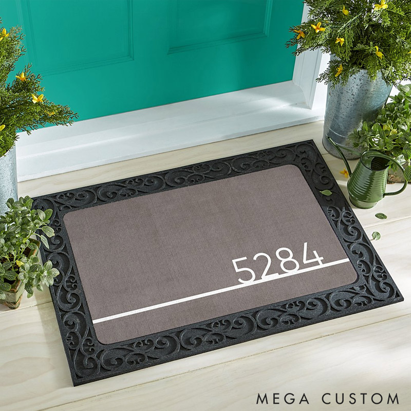 Personalized House Number Doormat Custom Address Welcome Mat Modern Housewarming Gift Decorative Indoor Outdoor Durable Floor Rug for Home Doorway