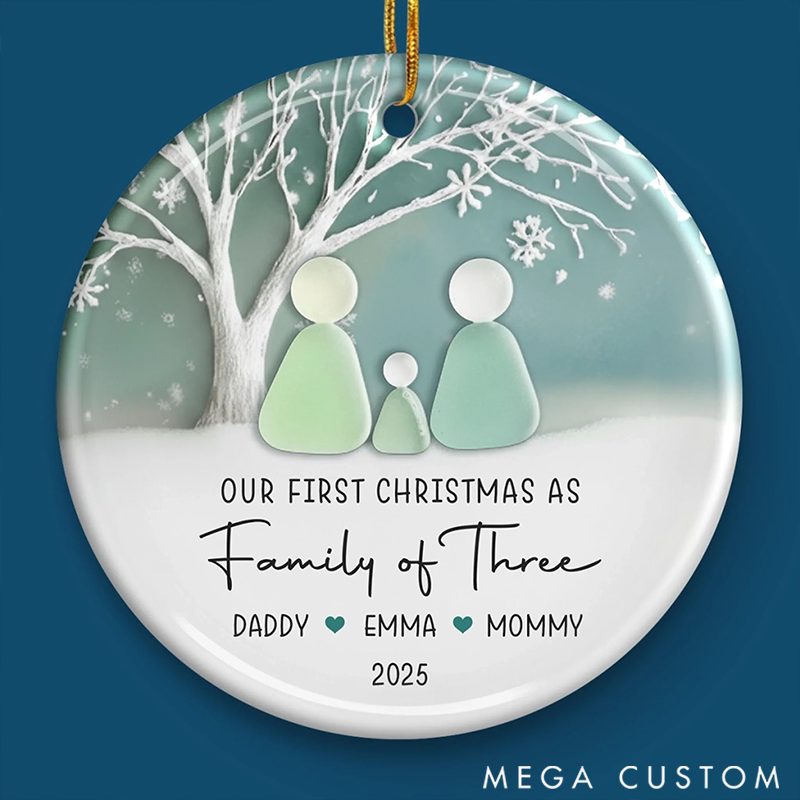 Personalized Family Ornaments Anchored in each Other