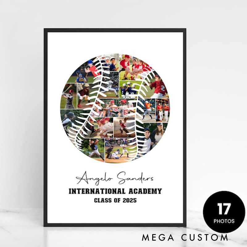 [Copy]Personalized Baseball Caricature from Photo Wall Art Poster Without Frame Funny Hand Drawn Style Art Gift for Baseball Fans and Athletes 