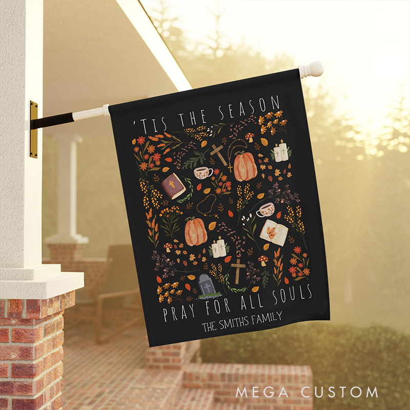 Personalized All Souls Day Garden Flag with Family Name Halloween Decor Catholic Decoration Religious Gift Catholic Gift 
