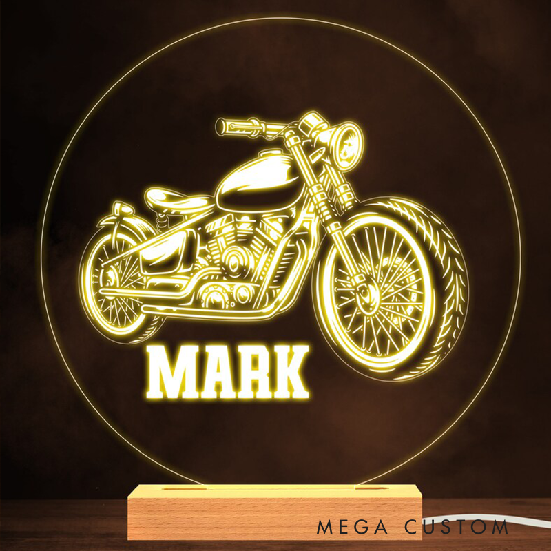 Personalized Motorcycle LED Night Light Custom Biker Lamp Bedroom Decor Unique Gift for Motorcyclists