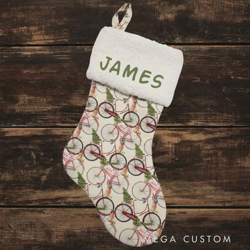 Personalized Christmas Stocking Bicycle Stocking Bike Stocking Cyclist Cycling Gift Bicycle Gift Christmas Decoration Bike Christmas Decor Holiday Decor