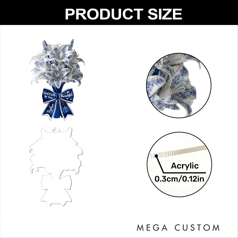 Personalized Floral God Calls you Beautiful Acrylic Ornament with Name Religious Gift for Women and Girls