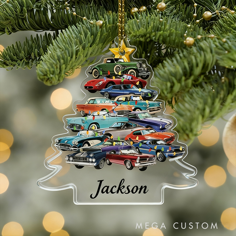 Personalized Muscle Car Christmas Ornament Custom Car Tree Decoration Gift for Racers and Car Lovers