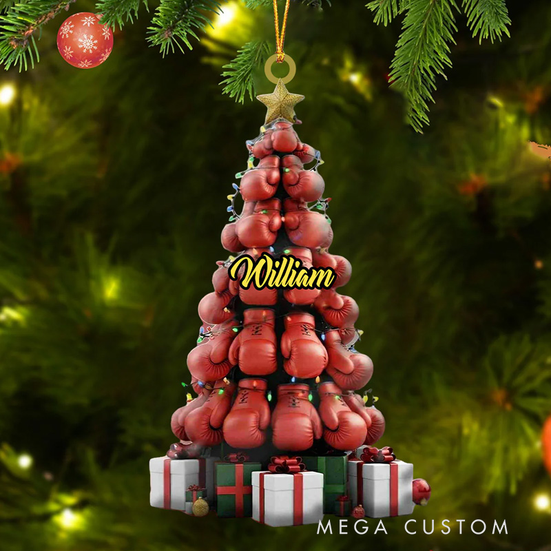 Personalized Boxing Gloves Tree Ornament Gifts For Boxing Lovers Gym Lovers Fitness