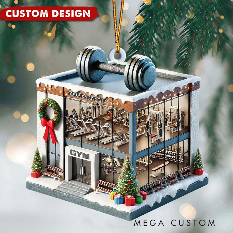 Personalized Gym Christmas Ornament with Dumbbell Gift For Fitness Lovers