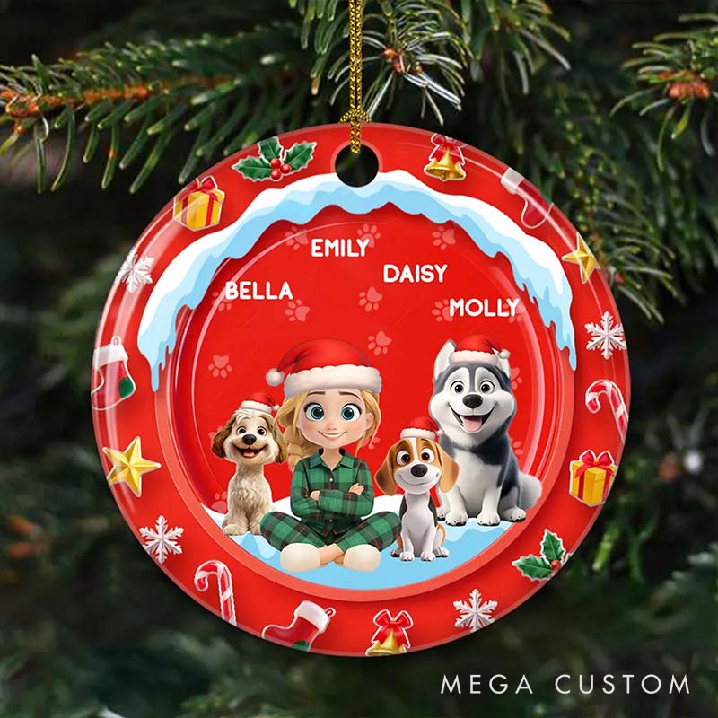 Personalized Dog Lover Under the Mistletoe Christmas Ornament 