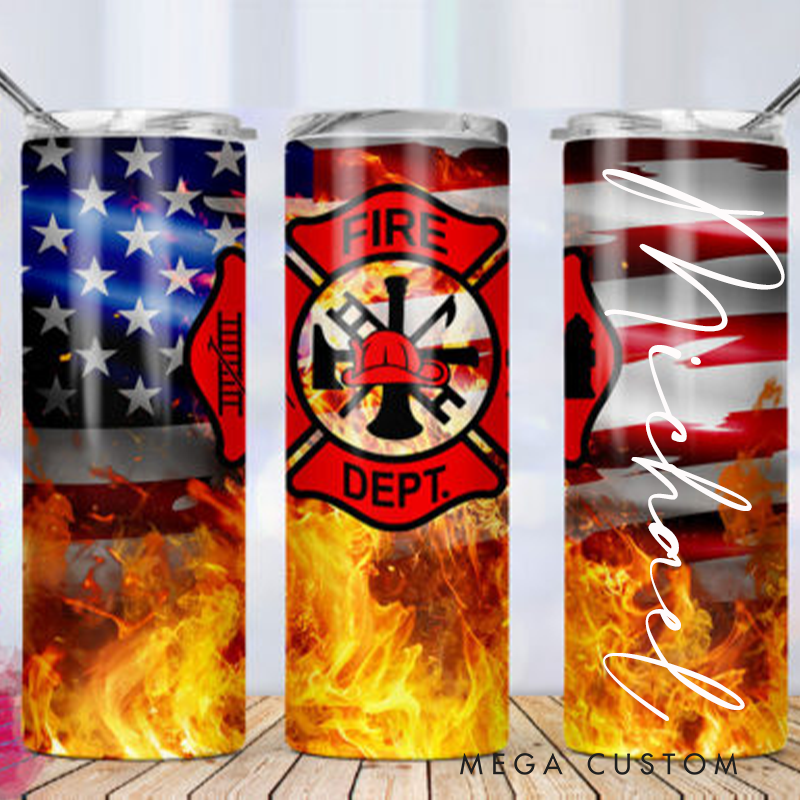 Personalized Firefighter 20-ounce Tumbler Fire Tumbler 20-ounce Insulated Tumbler Stainless Steel Tumbler