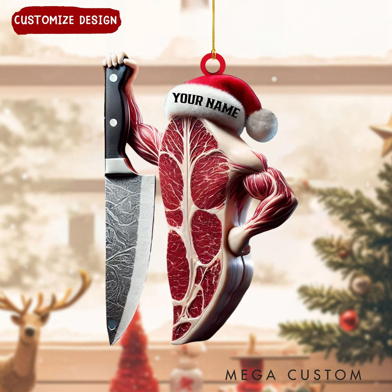 Personalized Weight Lifting Meat Muscle Fitness Christmas Ornament Gift for Gym Lover