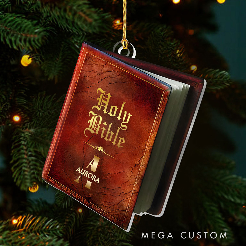 Personalized Holy Bible Acrylic Ornament with Name Home Decor Religious Gift for Christians