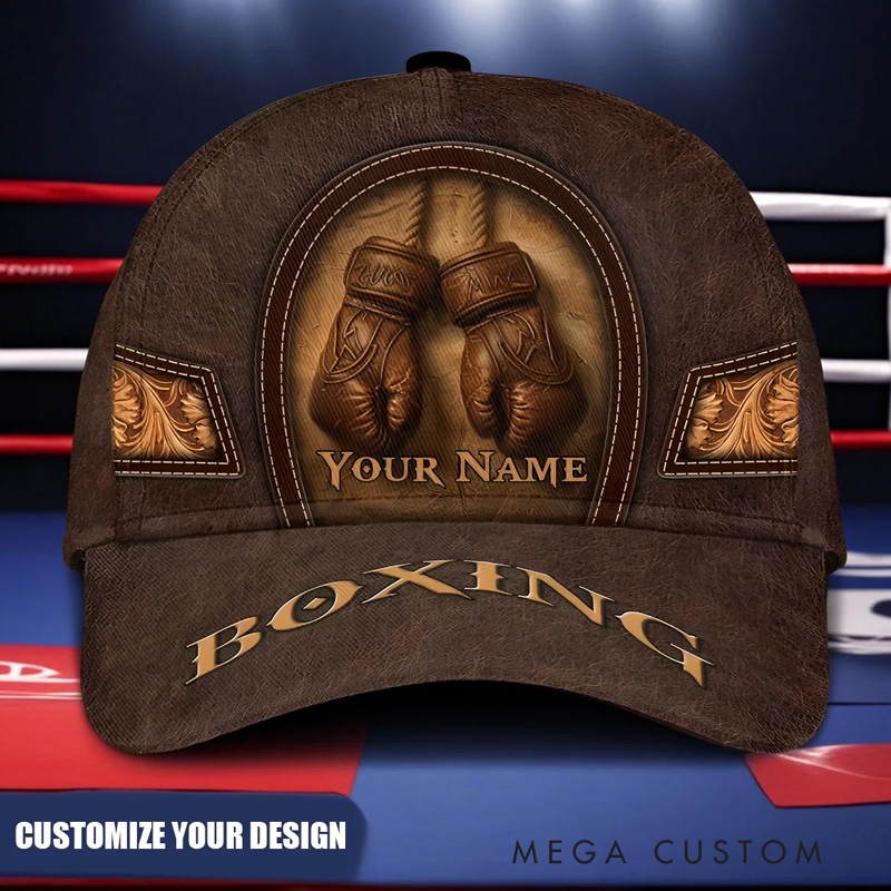 Personalized Boxing Gloves Classic Cap with Name Cross Baseball Cap for Fitness Gym Lovers