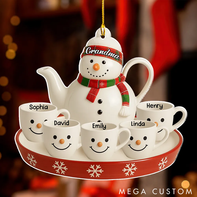 Personalized Family Ornaments Snowman Smile Tea Set